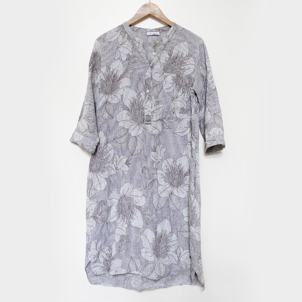 Ross035 Floral Linen-Blend Tunic Dress – Size IT 46 (US 10)